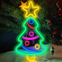 LED Neon Sign Christmas Tree Shape Lamp Indoor Wall Bedroom Living Room Decor Christmas Halloween Birthday Gift Night Light