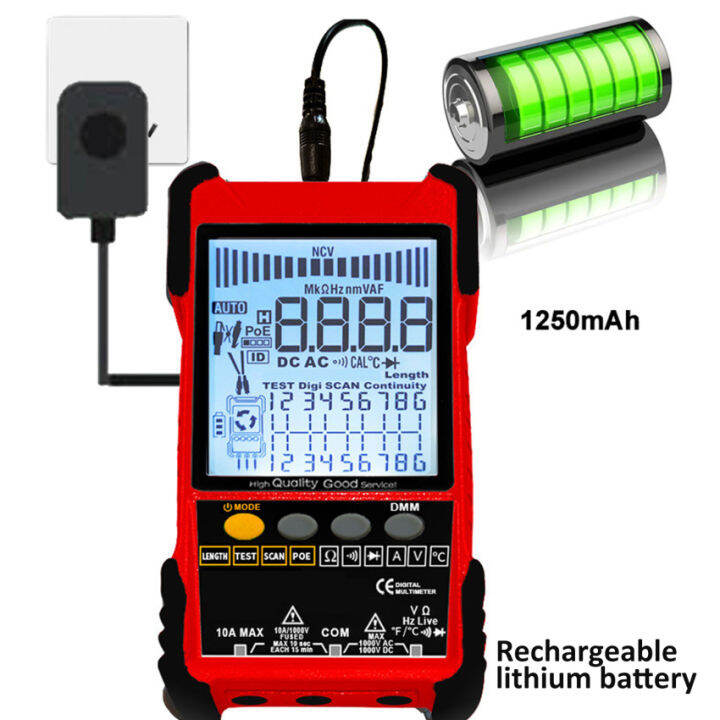 เครื่องทดสอบแบบมีสายจอแสดงผล-lcd-แบบ-et616การทดสอบ-poe-การค้นหาแบบดิจิตอลอนาล็อกสายเคเบิลสายเคเบิลเครือข่ายปรับความไว