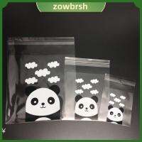 ZOWBRSH 100pcs ใหม่ อุปกรณ์ปาร์ตี้ แพ็คเกจของขวัญ กระเป๋าใส่คุกกี้พลาสติก ถุงขนม กาวในตัว แพนด้า