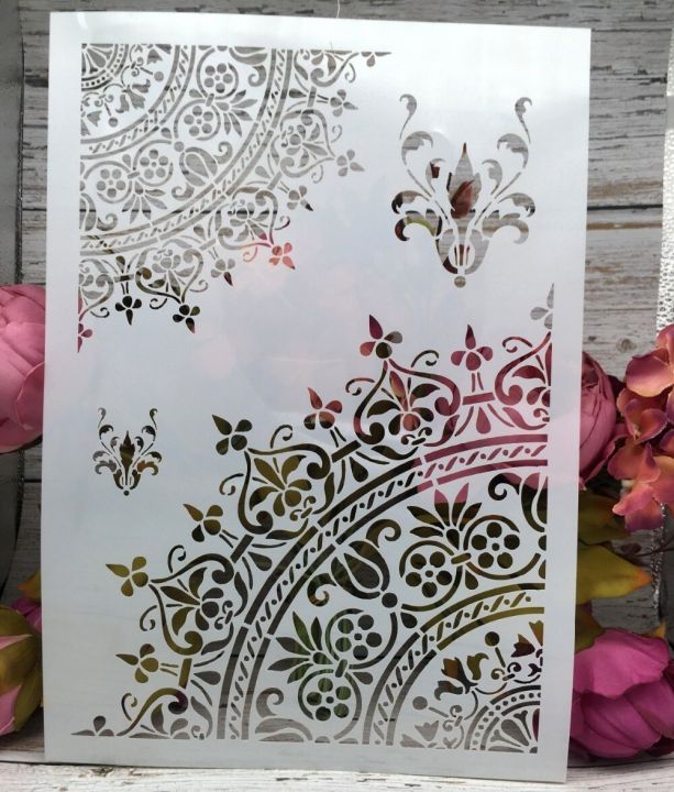 เทมเพลต-วงกลมดอกไม้-a4-4ชิ้น-ล็อตทำมือภาพวาดลายฉลุสมุดภาพแบบทำมือเทมเพลตอัลบัมรูปการ์ดตกแต่งอัลบั้มลายนูน