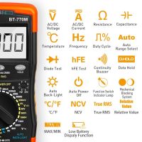 ZZOOI BTMETER BT-770M Digital Multimeter True RMS Auto Ranging 6000 Counts AC/DC Voltage Meter Diode Test NCV with Back Light