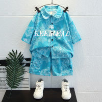 Boys Summer Suit 2023 New Fashion Baby Fried Street Clothes Trendy Childrens Summer Handsome Short Sleeve Shirt