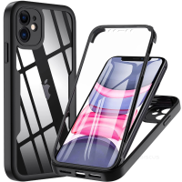 360องศาโปร่งใสเคสสำหรับ iPhone 14/13/12/11 Pro Max, 14 Plus, XS MAX, XR-เต็มรูปแบบการออกแบบที่ทนทานพร้อมตัวป้องกันหน้าจอในตัว