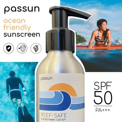 ครีมกันแดดที่รักทะเล PASSUN Reef-Safe Sunscreen Lotion SPF50, PA+++ (face and body) ครีมกันแดดกันน้ำ  ครีมกันแดด Passun  ครีมกันแดดไม่ทำร้ายปะการัง  ไปทะเล ดำน้ำ