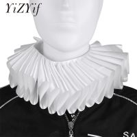 Fake Neck Collar Renaissance Elizabethan Ruffled Neck Collar Clown Satin Choker Victorian Costume Halloween Cosplay Accessories