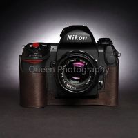 หนังแท้ cowhide กระเป๋าร่างกายแขนป้องกันกล่องเปลือกฐานสำหรับ Nikon F4 F6ฝีมือภาพกล้องกรณีอิเล็กทรอนิกส์กระเป๋ากล้อง