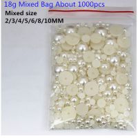 2mm-10mm WhiteIvory Flatback Half Round Pearl Craft ABS Imitation Pearl Acrylic Scrapbook Beads Nail Art Decoration