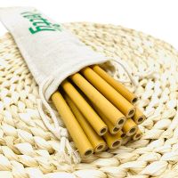 Natural Bamboo Drinking Straw Biodegradable Bamboo Straws Reusable Straw Travelling Set with Cleaning Brush Sugar Cane straw