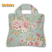 Green bottom safflower storage bag large folding eco-friendly shopping bag school bag self-study bag one-shoulder travel cloth bag printed logo 〖WYUE〗