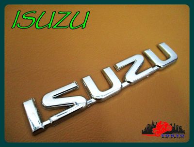 "ISUZU" LOGO "CHROME" STICKER  size 14x2.5 cm. (1 PC.) // โลโก้ ISUZU สีโครม ขนาด 14x2.5 ซม. (1 ชิ้น) พร้อมกาวติด สินค้าคุณภาพดี