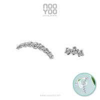 NooYoo ต่างหูสำหรับผิวแพ้ง่าย จิว Barbell Cubic Zirconia (Tri / Crescent)