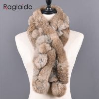 【Miki Xinyuan】 WomenRabbitScarf 100 RabbitFashion WarmSoft Neckerchief ขายส่ง PompomlScarves Headbands