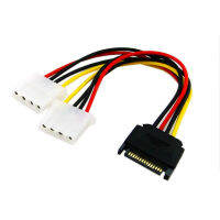 20เซนติเมตรสายไฟต่อ SATA 15pin ชายกับ Molex IDE คู่บิ๊ก4pin หญิงเคเบิ้ลอะแดปเตอร์สำหรับ HDD ฮาร์ดไดรฟ์ที่มีคุณภาพสูงขยายพลังงาน