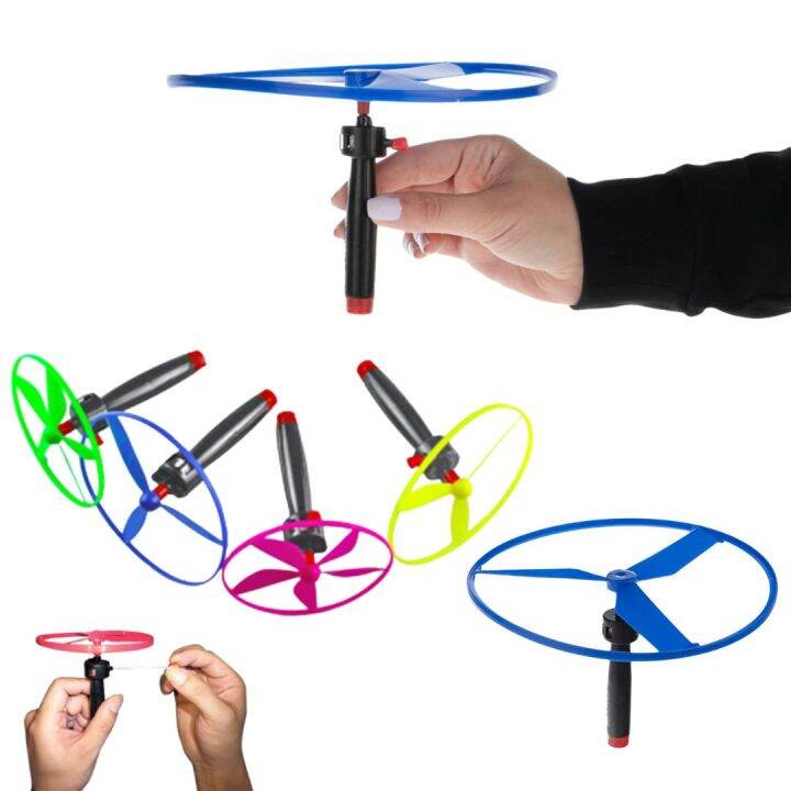 Flying Saucer Toy Propeller Flying UFO Game Spinner Game with Launcher ...