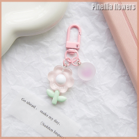 Pinellia กระเป๋าพวงกุญแจน่ารักน่ารักลายดอกไม้สีสันสดใสพวงกุญแจเครื่องประดับในรถยนต์สร้างสรรค์เครื่องประดับผู้หญิงหญิงสาวของขวัญ