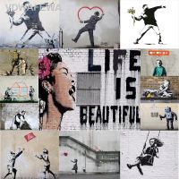 ✒♟☍กราฟฟิตีคลาสสิกโดยศิลปะ Banksy และการประดิษฐ์ตัวอักษรแฟชั่นนอร์ดิกโปสเตอร์ผ้าใบวาดภาพและภาพพิมพ์ที่ภาพติดผนังสำหรับการตกแต่งบ้าน