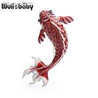 Wuli amp;baby Big Red Carp Fish Brooches For Women Metal Rhinestone Fish Animal Brooch Pins Mom 39;s Gifts