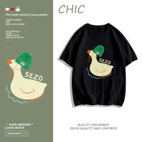 【Fashion】 CHIC ผ้าฝ้ายแท้ เป็ดน่ารักพิมพ์เสื้อยืดแขนสั้นสบาย ๆ ระบายอากาศดี แฟชั่นแขนสั้นผ้าฝ้าย