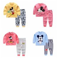 Autumn New Kids Pajamas Sets Baby Boys Girls Cotton Long Sleeved Tshirt+pant 2-piece Set Disney Mickey Childrens Clothing Sets  by Hs2023