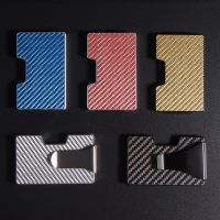 CASEKEY dompet wadah kartu kredit pria Dudukan kartu kredit serat karbon aluminium Aloi dompet kartu logam ramping Rfid minimalis klip pelindung Anti