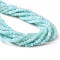 2-3mm Cube Shape Natural Stone Bead Facet Surface Blue Amazonite Loose Bead DIY Jewelry Making Women Necklace Bracelets Findings Cables