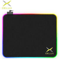 DELUX 44.5*35.5เซนติเมตรกันน้ำขนาดใหญ่ RGB ลื่นเล่นเกมคอมพิวเตอร์แผ่นรองเม้าส์จ้า