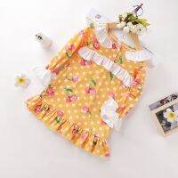 【Ladies shop】ฤดูหนาวสำหรับเด็กผู้หญิงแขนโคมไฟยาว DotPrint Boho CasualDress BabyClothes 2 7Y