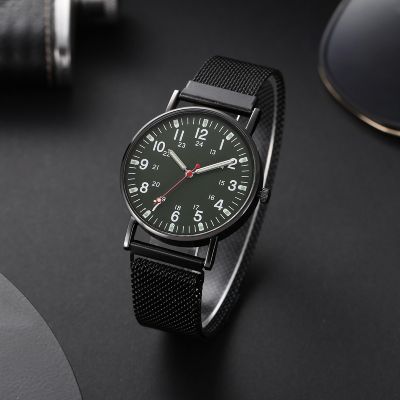 【July】 2023 foreign trade new mens simple luminous digital surface magnet belt watch casual Milan with quartz