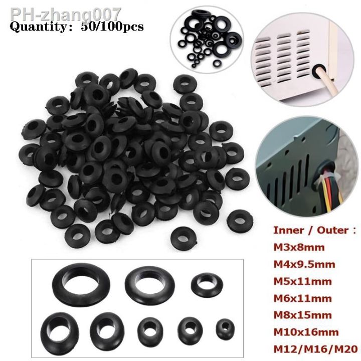 50pcs-100pcs-m3-m20-rubber-sealing-oil-rings-grommet-gaskets-for-protects-wire-cable-hole-protection-rings-shim-washer-hardware