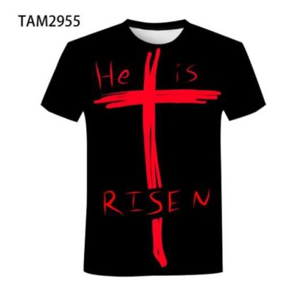 Summer casual all-match mens Jesus Christ cross 3d printed T-shirt 2023 new short-sleeved oversized round neck