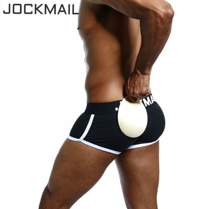 Jockmail Padded Mens Underwear Boxers Trunks Sexy Bulge Enhancing Front Back Double Removable 3400