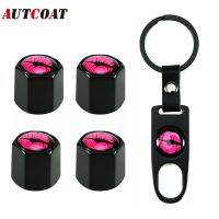 AUTCOAT 4Pcs/Set Classic Red Lips Anti-theft Chrome Car Wheel Tire Valve Stem Cap For Car/Motorcycle  Air Leakproof Valve Stems  Caps  Adapters