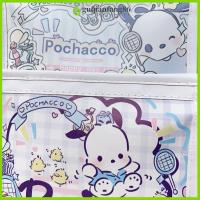 GUQIANFANG86กระเป๋าดินสอลายทาง/Cinnamoroll มีซิปดีไซน์กล่องดินสอหนัง PU Inchacco/kuromi ของขวัญสำหรับนักเรียนกล่องใส่ปากกา