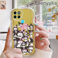 เคส Chenyyka สำหรับ Infinix Smart 6 HD Smart 6 Plus Smart 6 Plus 7เคสการ์ตูนน่ารัก Kuromi Wave Border ซิลิโคนใสเคสมือถือกันกระแทกเนื้อครีมใสปลอกอ่อนป้องกันเลนส์กล้องเคส