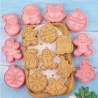 8 Pcs/Set DIY Cake Decorating Tools Christmas Cartoon Biscuit Mould Cookie Cutters Set Plastic Baking Mould Cookie Tools Bread Cake  Cookie Accessorie