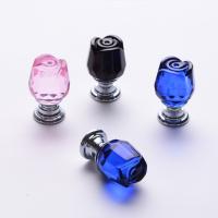 2pcs Rose Shape Design Crystal Glass Knobs Cupboard Pulls Single Hole Door Drawer Cabinet Handle Furniture Hardware Door Hardware Locks