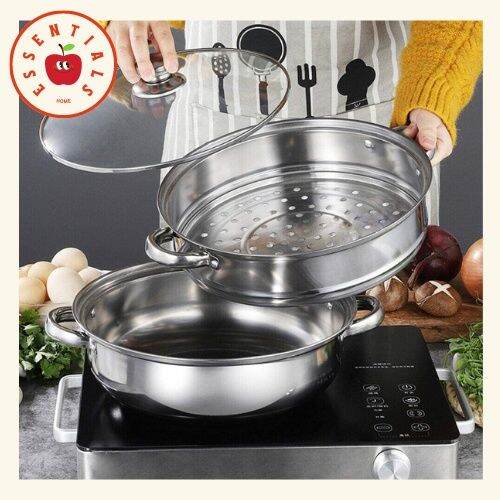 EH 2 Layer Stainless Steel Steamer Pot Cooker Cookware Double Boiler