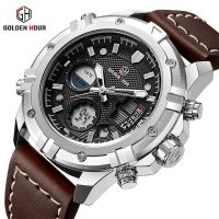 Watch multifunctional waterproof casual fashion electronic watch male sports watch student leather watch 【QYUE】