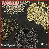 TIINSOO 50pcs 1.5/2.0/2.5MM อุปกรณ์เย็บผ้า เสื้อผ้ารองเท้า อุปกรณ์เสริมกระเป๋าตุ๊กตา ปุ่มตาไก่โลหะ หัวเข็มขัด หัวเข็มขัดตุ๊กตา DIY