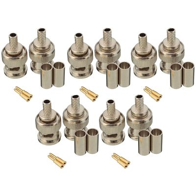 10 Sets 3-Piece BNC Male RG58 Plug Crimp Connectors