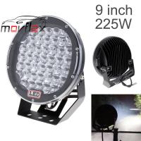 MovFlax ไฟ LED 45x 225W โค้งมนขนาด9นิ้ว,ไฟสปอตไลต์รถยนต์ไฟขับรถโคมไฟฟลัดไลท์สำหรับออฟโร้ด SUV/เอทีวี/รถบรรทุก/เรือ