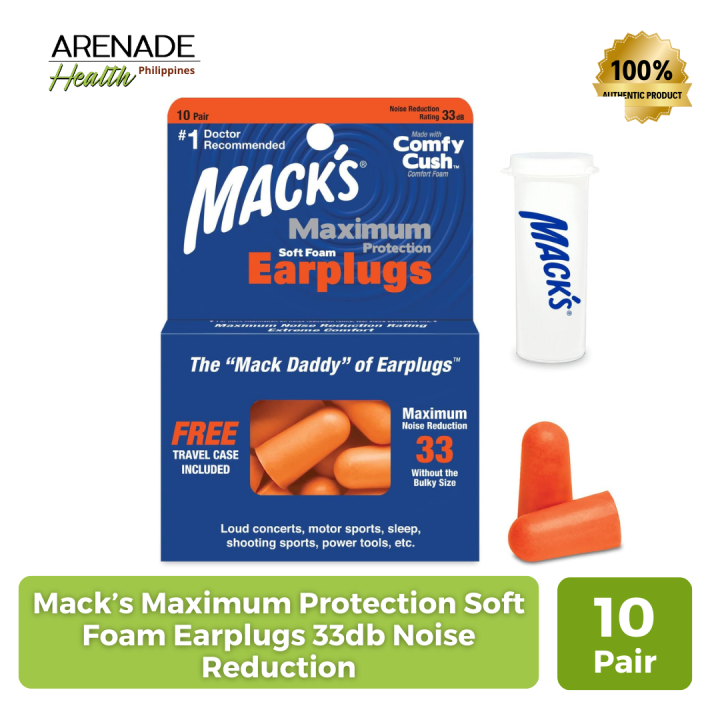 Mack’s Maximum Protection Soft Foam Earplugs 33db Noise Reduction 10