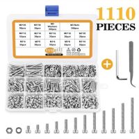 1110pcs M3 Stainless Steel Hex Socket Head Cap Allen Screw Bolt Set Socket Head Cap Screws and Nuts Flat Washer Assortment Kit Nails  Screws Fasteners