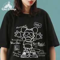 Disney Mickey Mouse สุภาพสตรีแขนสั้น Harajuku เสื้อยืดการ์ตูน Kawaii เสื้อยืดขนาดใหญ่ผู้หญิงฤดูร้อน Top Y2k