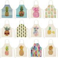 Creative Fruit Pineapple Apron Printed Kitchen Aprons for Women Linen Home Cooking Coffee Baking Waist Pinafore Cleaning Tools