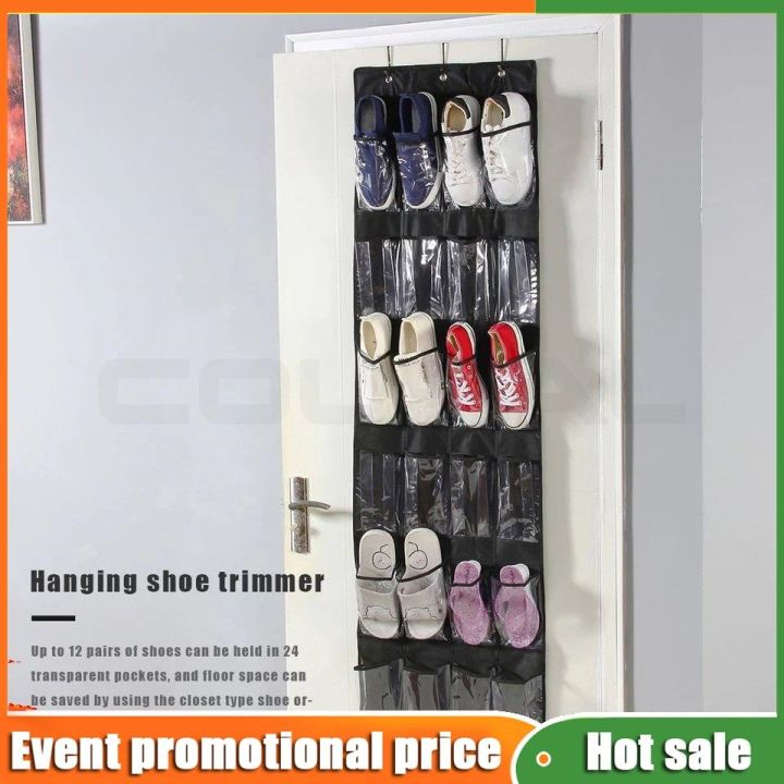 Space-saving Hanging Shoe Organizer With 24 Pockets And Hanger For