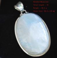 Genuine Rainbow Moonstone Pendant 925 Sterling Silver Women Jewelry Gift