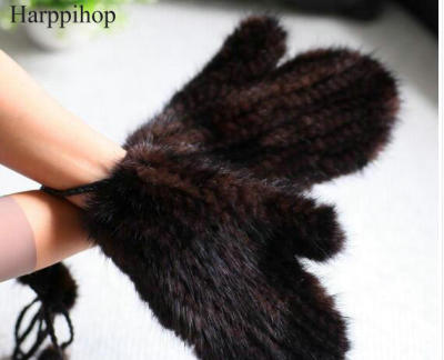 Knit Mink Fur Gloves Fashion Ladys 100 Genuine Mink Fur Mittens Elastic Wrist Gloves High Quality Winter Womens Gloves