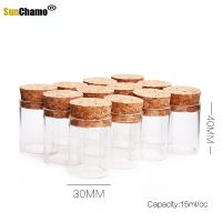 12pcs/set Empty Clear Glass Bottles Jars Vial with Cork Stopper for DIY Wish Message Sample Perfume Container 15mL