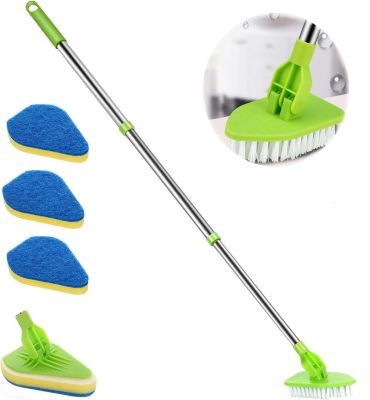 【LZ】 Triangle Sponge Telescopic Glass Wiper Multifunctional Cleaning Pad Bathroom Floor Cleaning Brush Kitchen Supplies Cleaning Tool